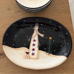 Midnight Snowman Platter Becca Barton